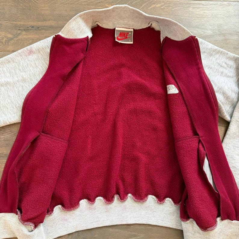 Vintage Nike 1980s Nike Full Zip Jacket Cotton Swoosh Coat ~ 1980s ~ Size Small image 3