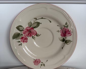 Charming Gibson Roseland Saucer – 6.5" Pink Rose China – Vintage Cottage Core Saucer Dish