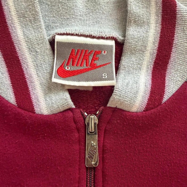 Vintage Nike 1980s Nike Full Zip Jacket Cotton Swoosh Coat ~ 1980s ~ Size Small image 2
