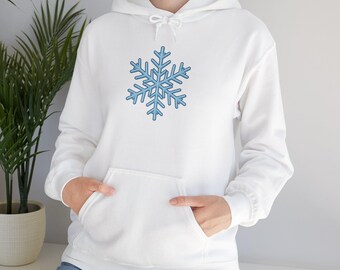 Blue Snowflake Hoodie | Winter Snow Crystal Pullover
