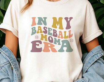 In My Baseball Mom Era Shirt, Retro Groovy Baseball Mama Tee, Gameday Vibes Tshirt, Vintage 70s Sports Mom Gift, Cute Softball Tee