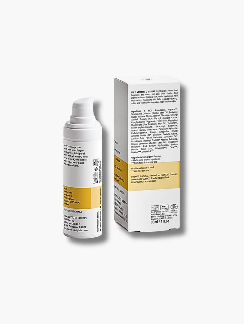 Siero con vitamina C, E e olio di avocado per il viso / Siero naturale / Mana Beauty Lab Skincare immagine 8