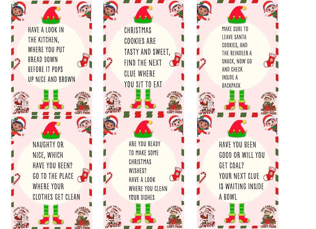Christmas Elf Scavenger Hunt, Holiday Clues (digital Download) - Etsy