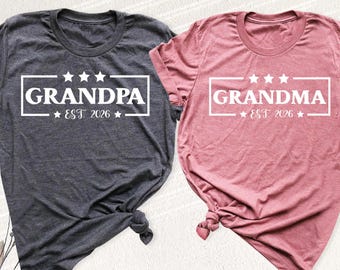 Custom Grandma shirt Custom Grandpa Shirts New Grandparents Tees, Pregnancy Reveal Tshirt, Future personalized Grandma Grandpa Est Outfit