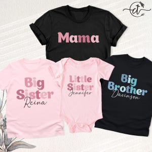 Matching Siblings Shirts Custom Family Tees, Big Brother Little Sister Tshirt, Pregnancy Reveal Tee, New Mama Baby Outfit bild 10