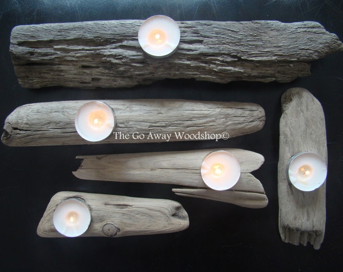 Driftwood Tea Light Holder Set of 5 Etsy