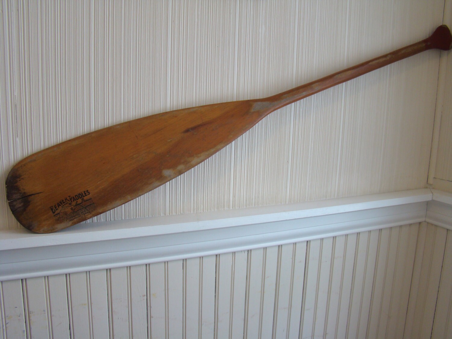 Vintage Beaver Brand canoe paddle for display Etsy