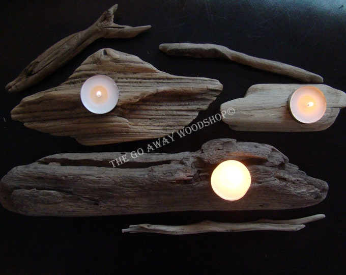 Driftwood Tea Light Holder, Set of 3 Etsy