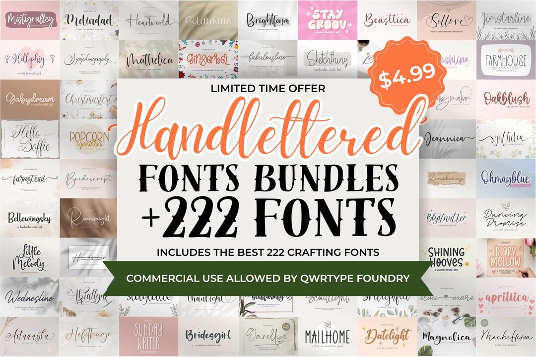 Handlettered Font Bundle – 222+ Handwritten Fonts, Calligraphy Fonts ...