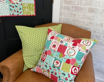 Little Red 2 Patchwork Quilted Pillow Cover