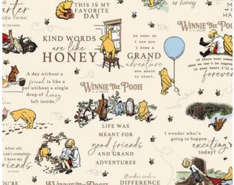 Winnie The Pooh Main Creme 100% Cotton Fabric-Echo Park Paper Co