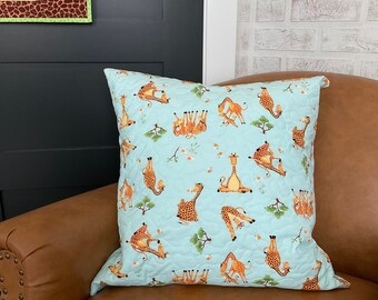 Giraffe Quilted Pillow Cover