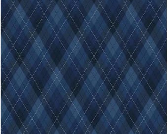 Tee Time! Golf Argyle/Plaid Navy blue  by Clothworks (Y4781-53)