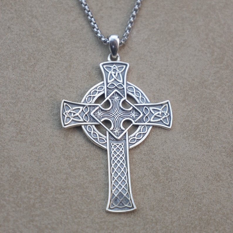 Sterling Silver Celtic Cross Necklace for Men,925 Irish Knot Cross ...