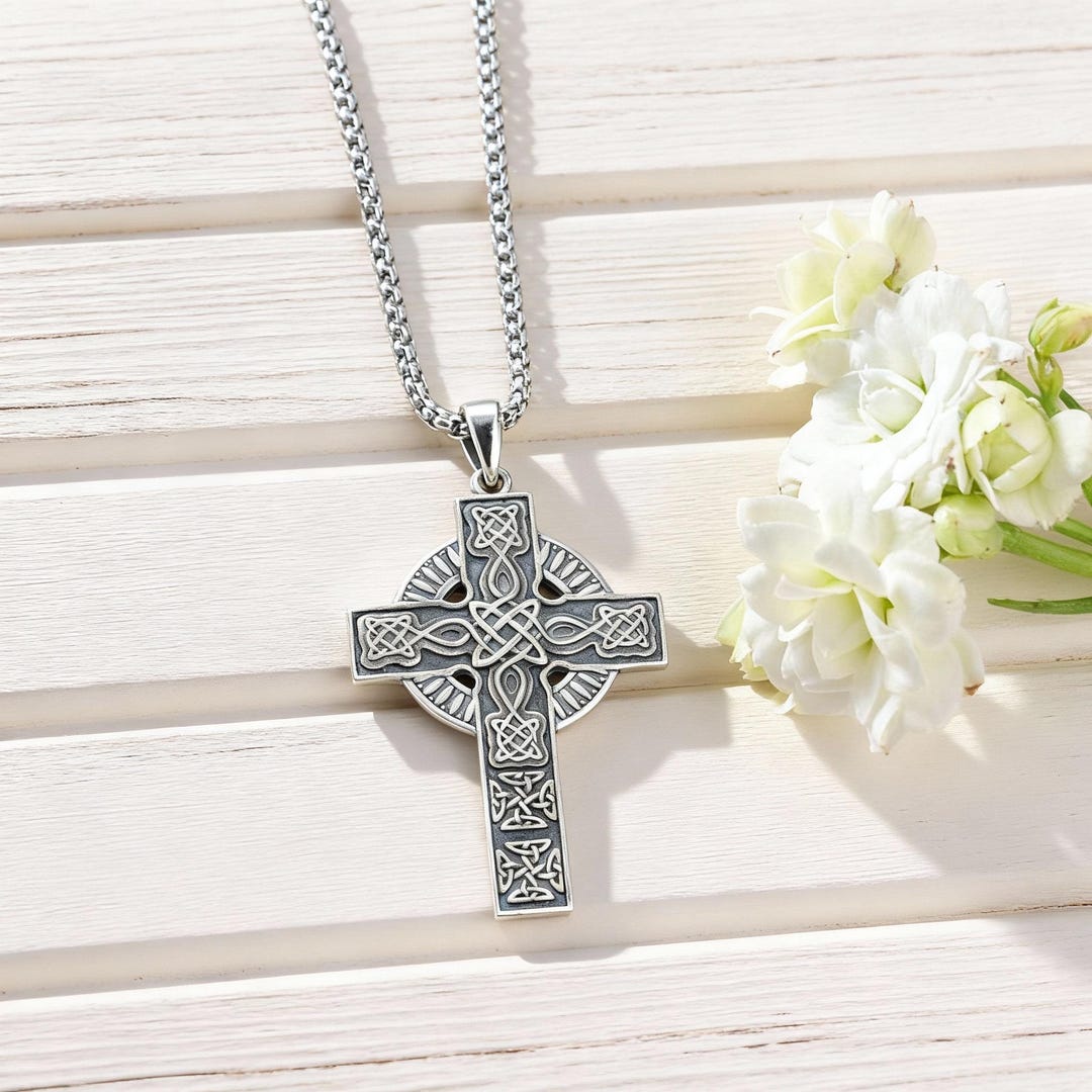 925 Sterling Silver Celtic Knot Cross Necklace, Vintage Irish Cross ...