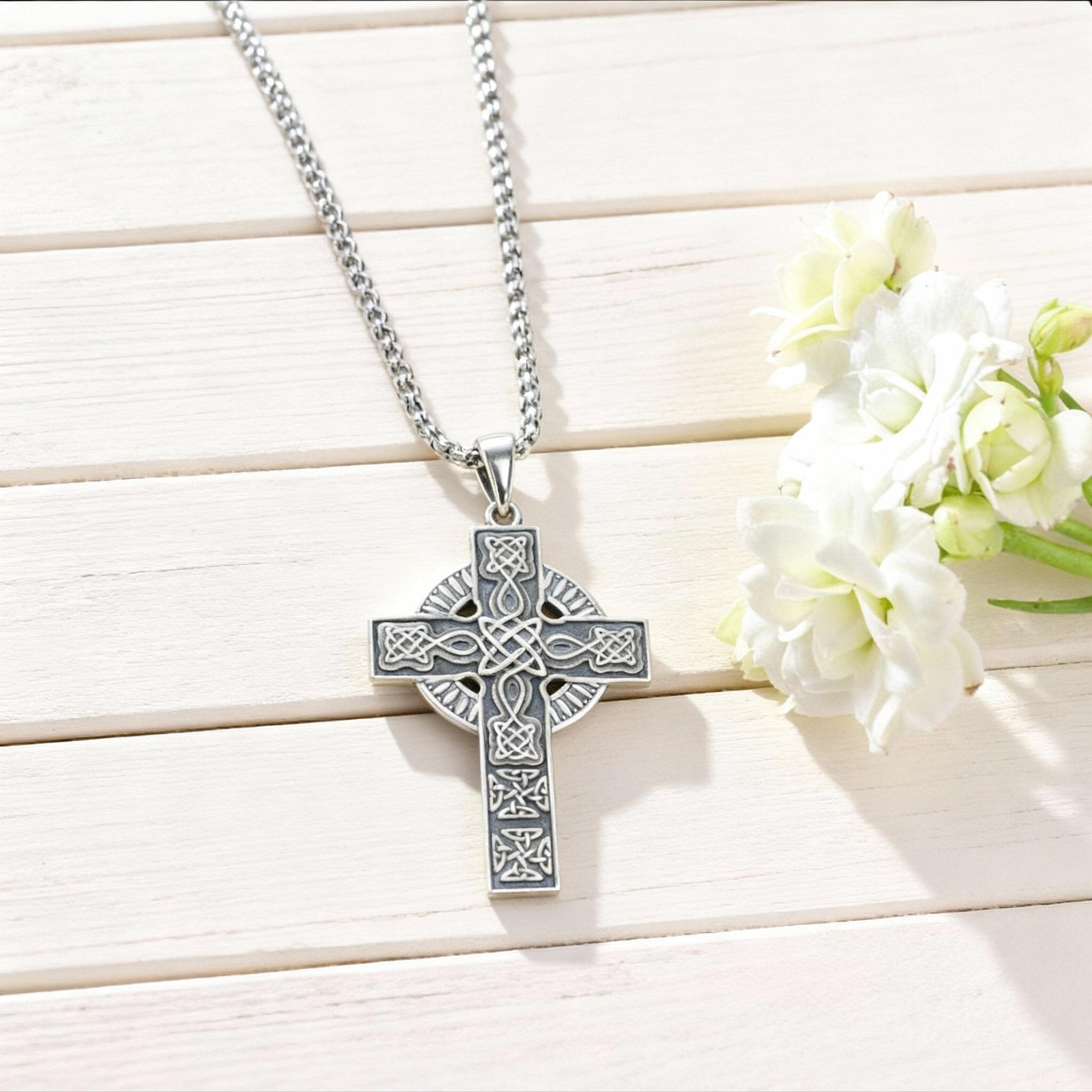 925 Sterling Silver Celtic Knot Cross Necklace, Vintage Irish Cross ...