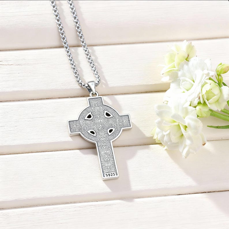 925 Sterling Silver Celtic Knot Cross Necklace, Vintage Irish Cross ...