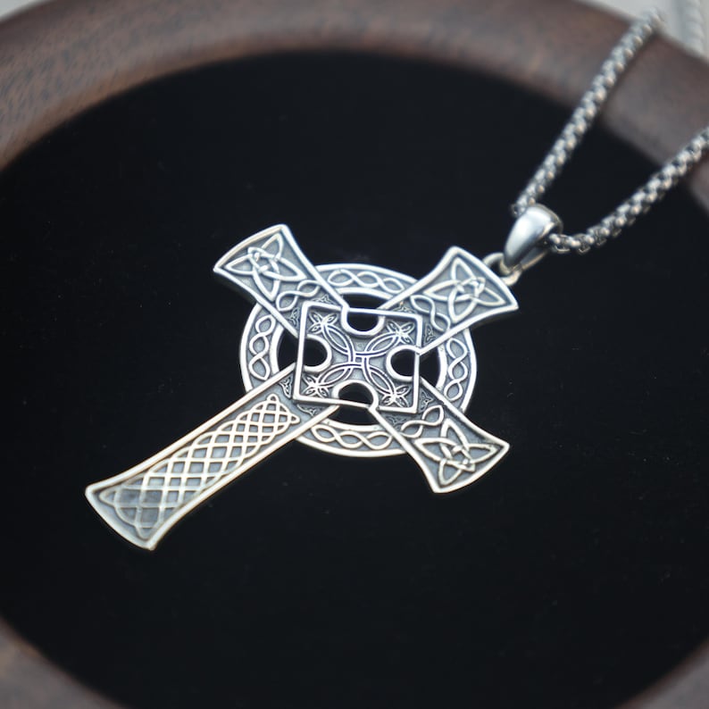 Sterling Silver Celtic Cross Necklace for Men,925 Irish Knot Cross ...