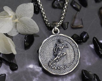 Vintage HERMES silver chain necklace with padlock key charm