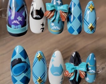 Genshin Reusable Press On Nails; Lynette Nail Art