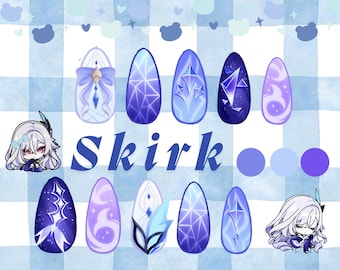 Genshin Nail Wraps, Skirk Waterslide Nail Art