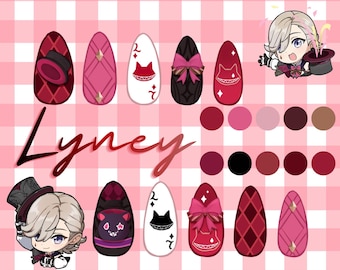 Genshin Nail Wraps, Lyney Waterslide Nail Art