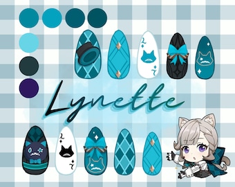 Genshin Nail Wraps; Lynette Waterslide Nail Art