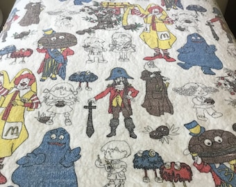 Vintage Mcdonalds Twin Size Blanket With Grimace, Ronald, French