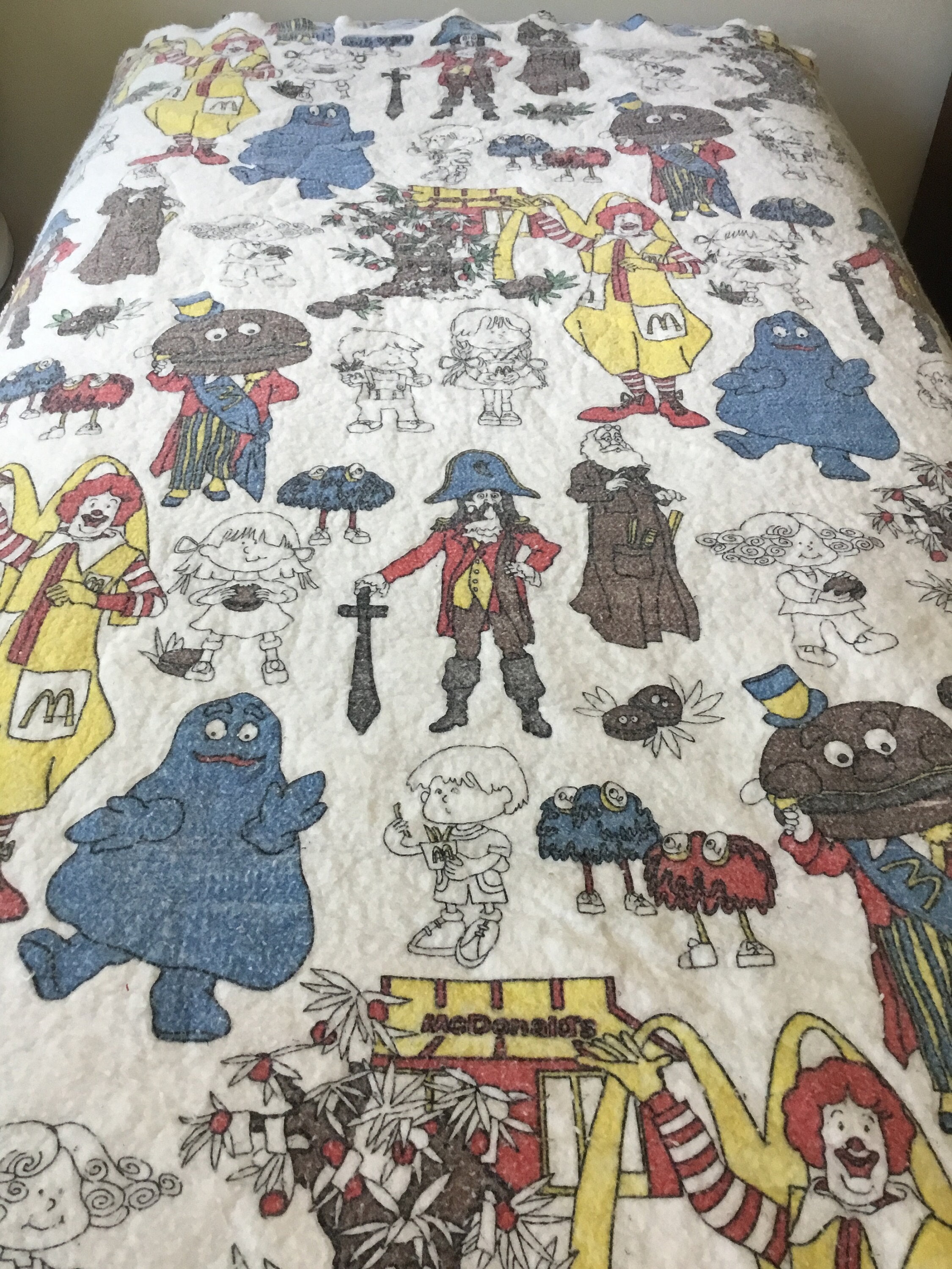 Vintage Mcdonalds Twin Size Blanket With Grimace, Ronald, French