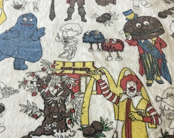 Vintage Mcdonalds Twin Size Blanket With Grimace, Ronald, French