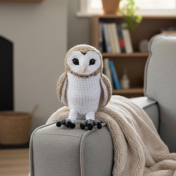 Realistic Barn Owl Amigurumi Pattern &ndash; Brown White Crochet Owl PDF Plush Toy &ndash; Stuffed B