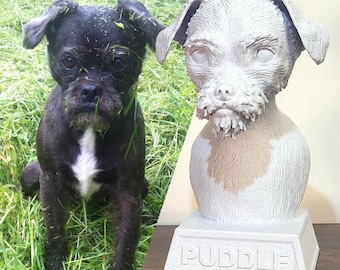 Custom Pet Memorial Bust: Faux Marble Pet Sculpture