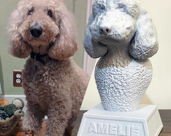 Custom Pet Memorial Bust: Faux Marble Pet Sculpture