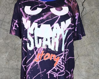 Women's 2XL Hand-Reverse Dye Tee with Bold Graphic Print • Unique Tie & Bleach Effect • Festival / Street Style Gift