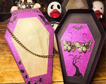 iFire4U Halloween Coffin Box Card – Burn to Reveal Message, Spooky Gift Box, Handmade Fire Reveal Card, Halloween Surprise