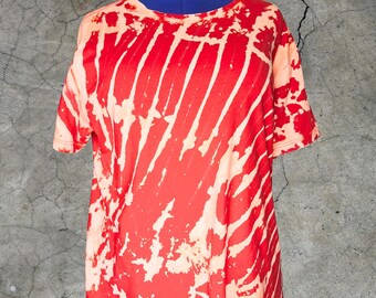 Women's 3XL Reverse Tie Dye T-Shirt • Handmade Oversized Cotton Top • Plus Size Festival Streetwear Gift