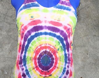Handmade Tie Dye Tank Top Unisex Size M L 42 50 – Rainbow Festival Hippie Streetwear Shirt – Cotton Summer Boho Gift