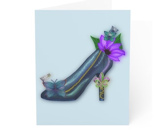 Tarjetas de felicitación Krewe of Muses inspiradas en Nueva Orleans (juego de 10) / Papelería elegante dibujada a mano