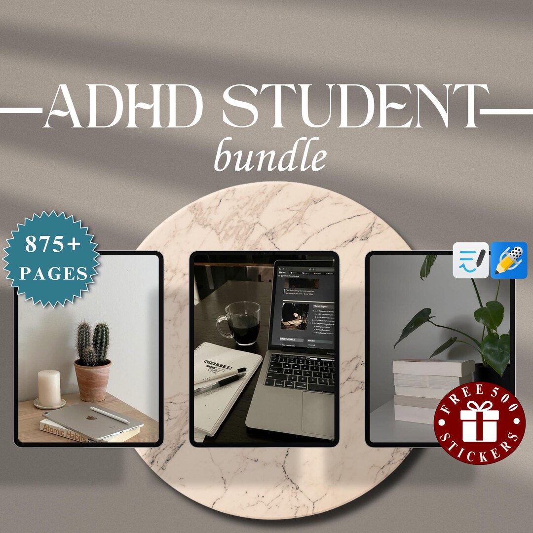 ADHD Digital Planner ADHD Student Study Planner Academic Organizer ...