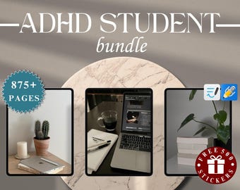 ADHD Digital Planner ADHD Student Study Planner Academic Organizer Goodnotes Notability School Planner College Productivity Stickers