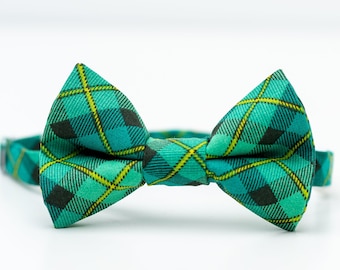 Boys Green Plaid Bow Tie