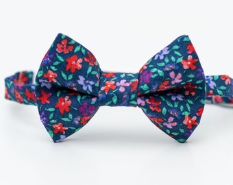 Boys Navy Floral Bow Tie