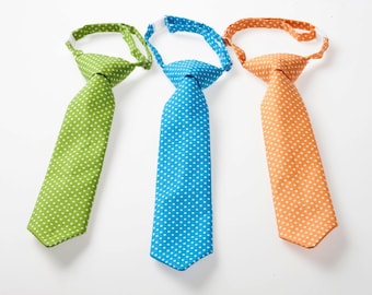 Little Boy Necktie - Green, Blue, or Orange Swiss Dot