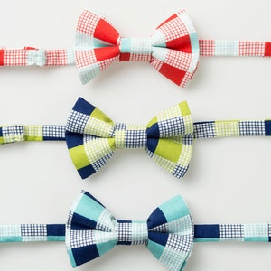 Little Boy Bow Ties - Red/Aqua or Lime/Navy - Baby Bowties