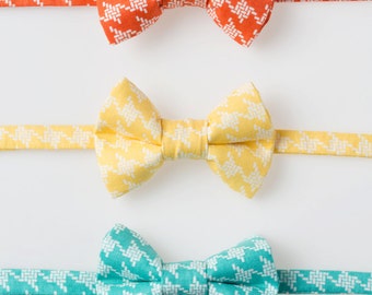 Baby Boy Bowtie - Coral, Yellow, or Teal Houndstooth - Easter Bowtie