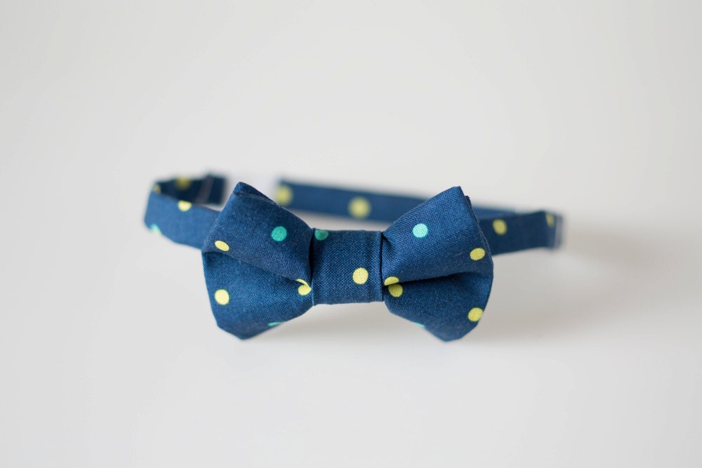 Toddler Bow Tie Navy with Polka Dots Boys Bowtie Etsy
