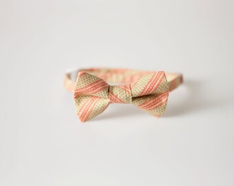 Baby Bowtie - Cream with Green and Red Stripes