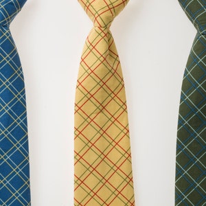 Boys Ties - Blue, Yellow, or Green Plaid