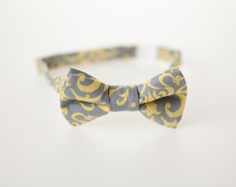 Little Boy Bowtie - Gray and Yellow
