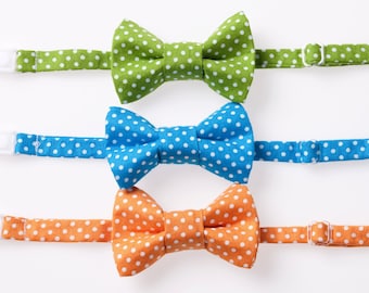 Little Boy Easter Bow Tie - Green, Blue, or Orange Swiss Dot